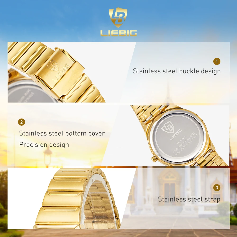 LIEBIG Fashion Stainless Steel Strip Waterproof Wristwatches Ladies Quartz Movement Watch For Women Top Brands Luxury Watches