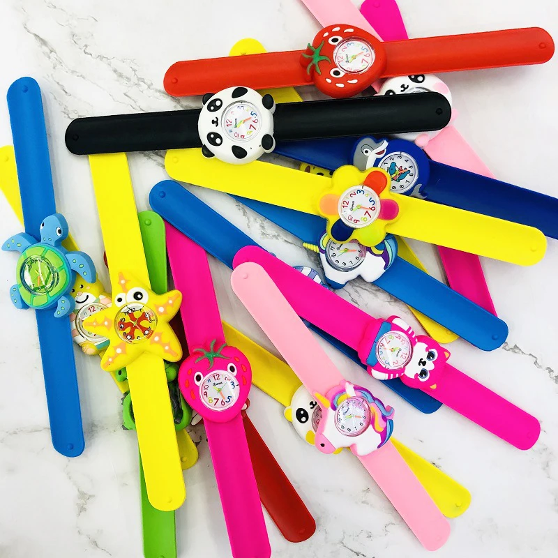 Boys Girls Watches Baby Kindergarten Party Gift Children Study time Toy Wristwatches Slap Bracelet Clock Cartoon Kids Watches