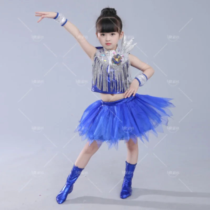 Costumes de danse à paillettes pour enfants, vêtements de danse modernes pour garçons et filles, jazz sans chapeau, TB1811