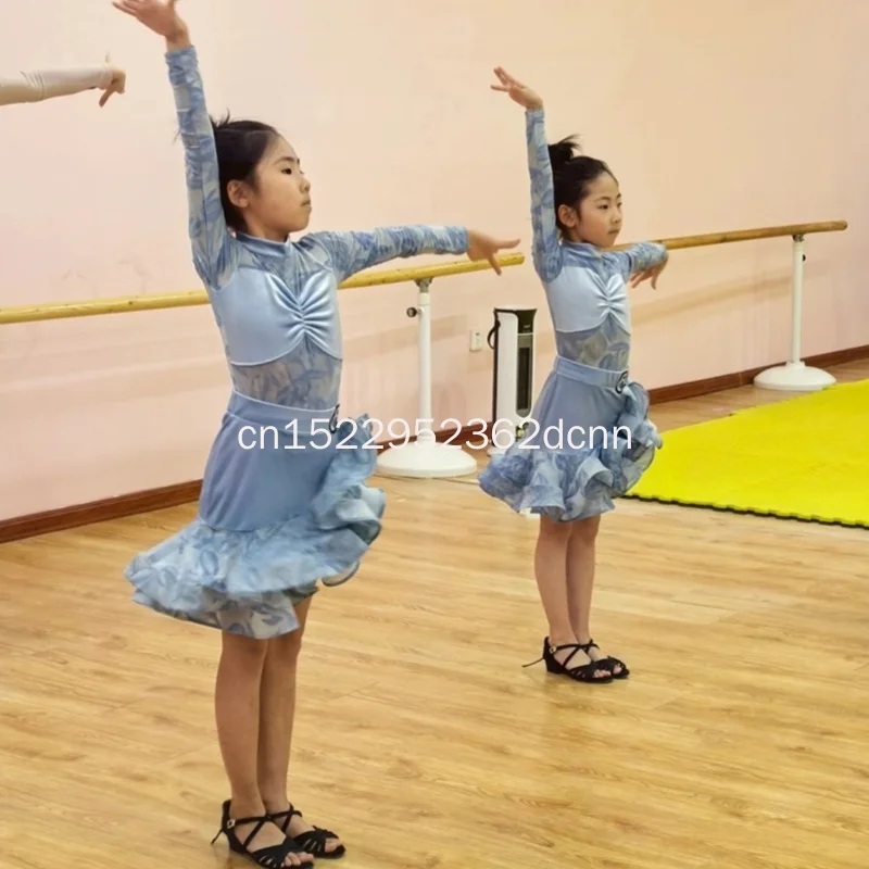 Vestido de actuación de baile latino para niñas, traje de baile de competición, salón de baile estándar, Samba, Tango, práctica latina, 2026