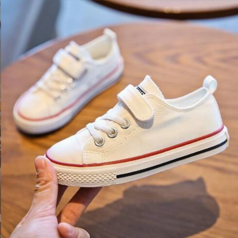 Children's canvas shoes 2024 autumn new low top board shoes for boys girls student shoes babies for babies Casual shoes 19-36