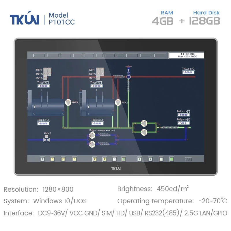 11th 1280x800 Anti-Glare Embedded 10.1 Inch Touch Screen IPC Industrial panel PC all-in-one Computer with Power Protection