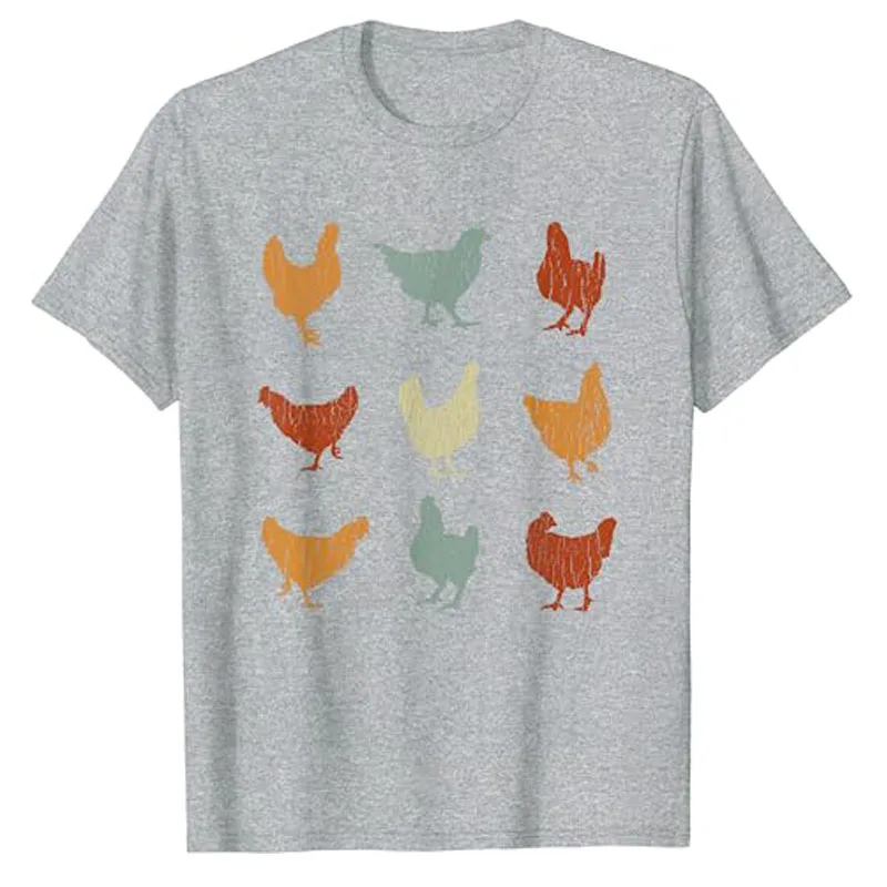 Vintage Chickens Funny Cute Farm Pet Owner Gift Men Women T-Shirt Farmer Life Style Graphic Tee Tops Agriculturist Clothes Gifts