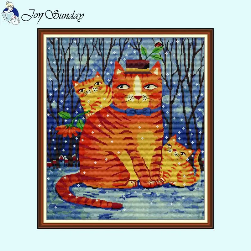 Art Cat Series Cartoon wzory zwierząt zestaw do haftu krzyżykowego 14CT 16CT 11CT liczone tłoczone nici igłowe haft DIY zestawy do szycia