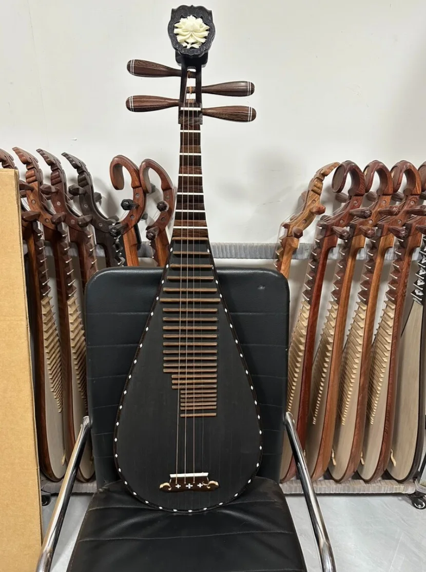 Vintage Finish Wenge Wood Pipa, Traditional Chinese 4 String Lute Stringed Instrument