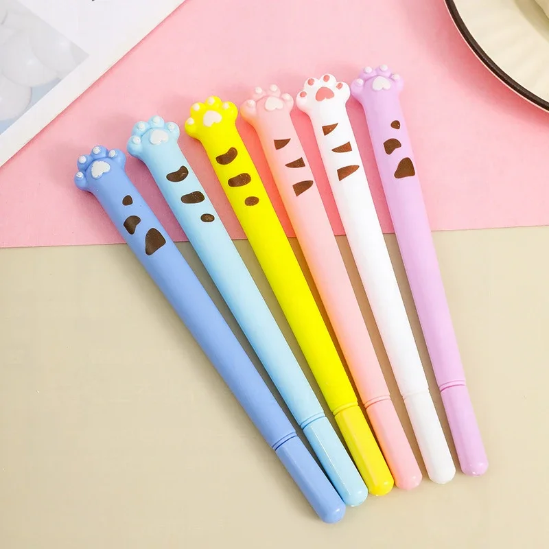 24 Pcs Colorful Soft Glue Cat Claw Neutral Pens - Korean Stationery Office Supplies