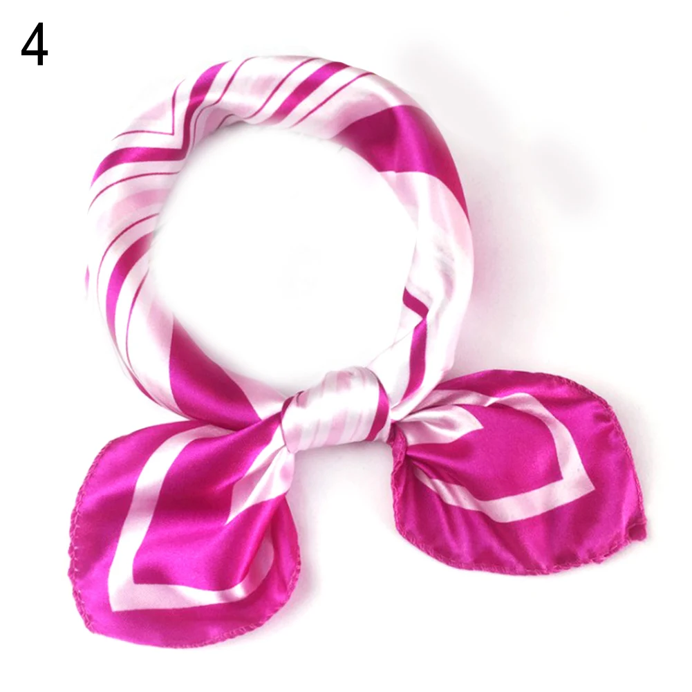 Small Stain Silk Scarf Women Summer Sunscreen Neck Scarves Solid Fashion Print Silk Scarf Striped Headband Handle Bag Ribbon