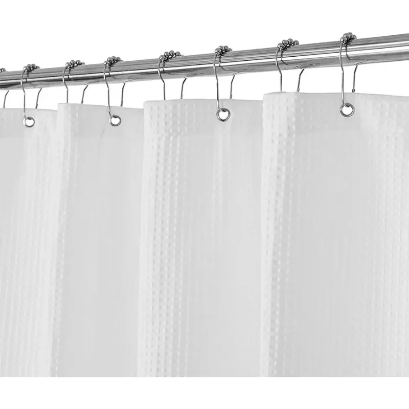 

Waffle Wea e White Shower Curtain Hotel Luxury Quality, Fabric Shower Curtains for Bathroom, Pique Pattern Cloth, Water Repellen