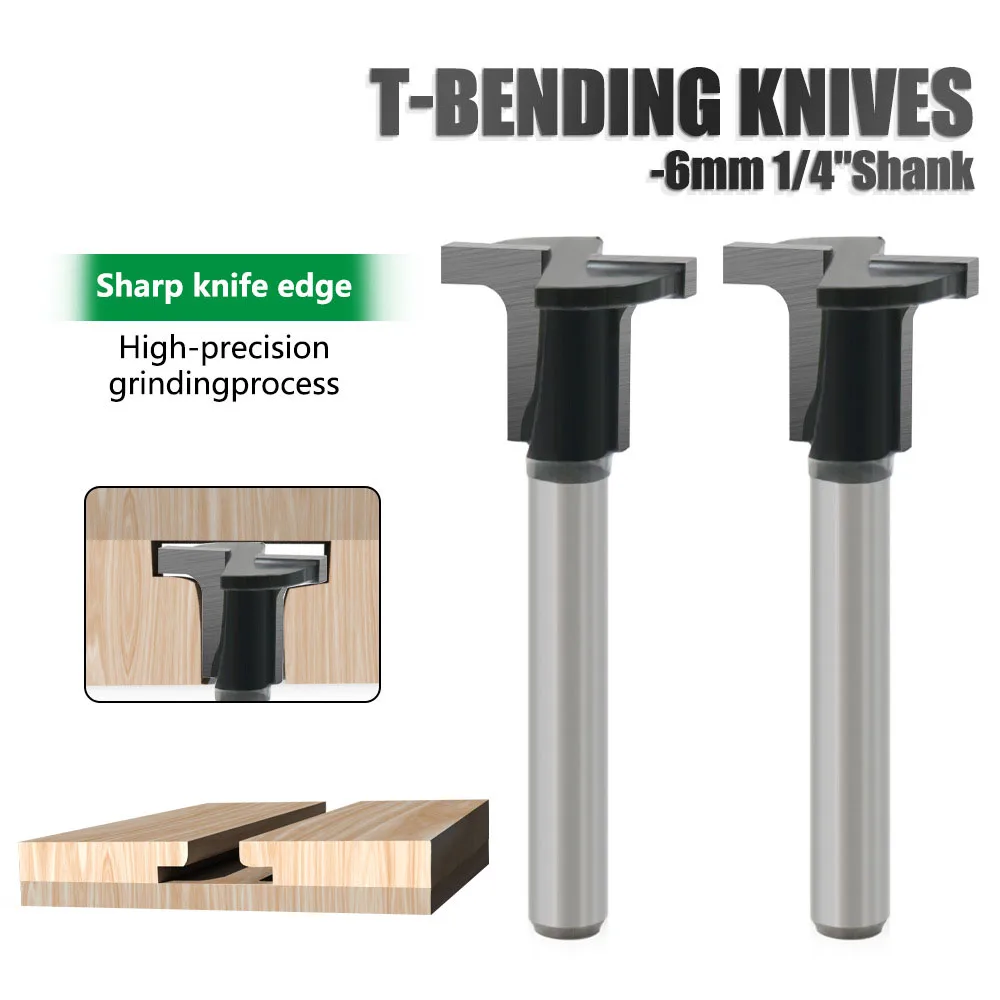 

1PC 1/4" Shank Carbon Crystal Plate Arc Bending Router Bit T-half Round Flat Slotted Angle Cutter Woodworking Tools