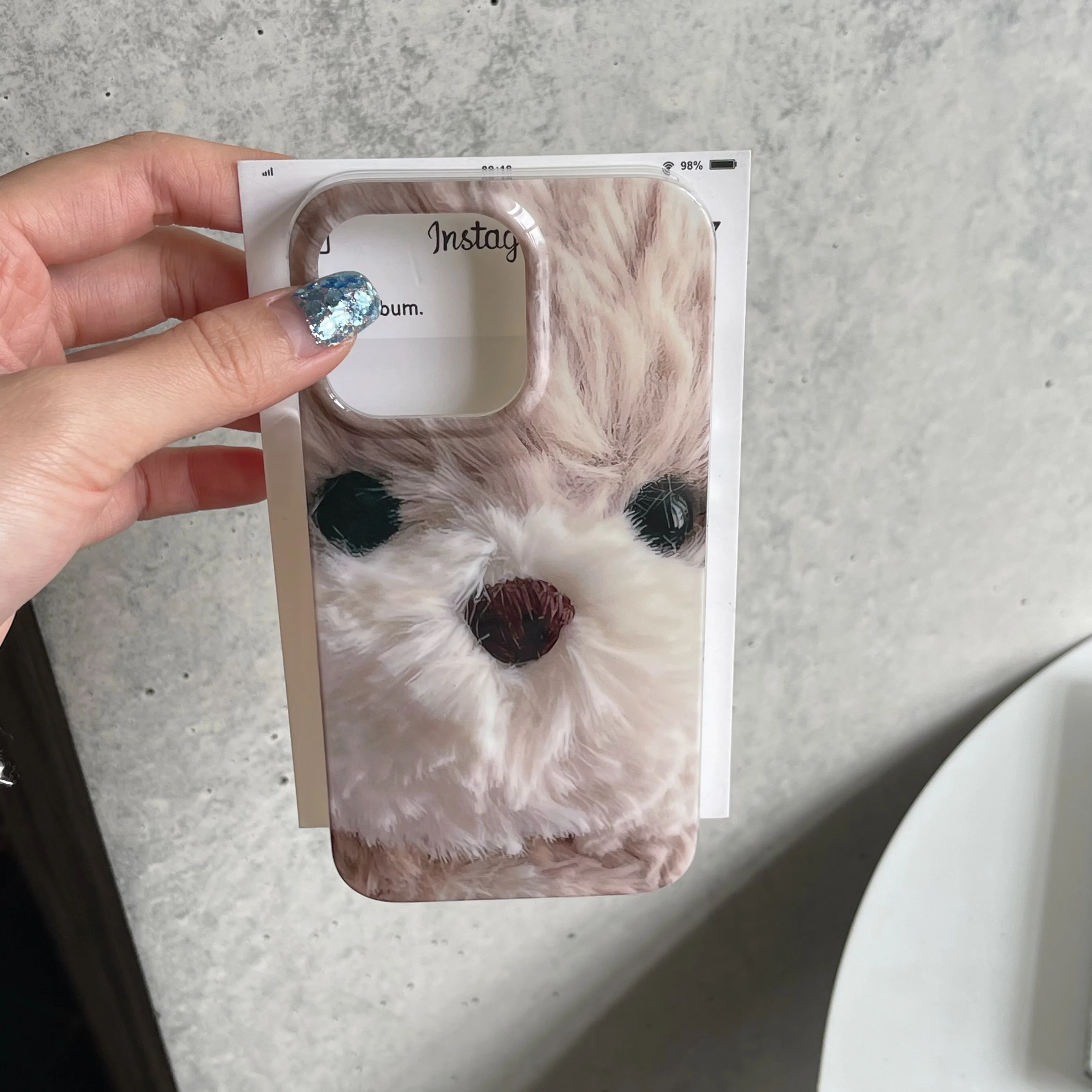 Korean INS Lovely Big Face of Dog Doll Cute Double Layers IMD Case for iPhone 15 14 13 Pro Max Back Cover for 12 Pro