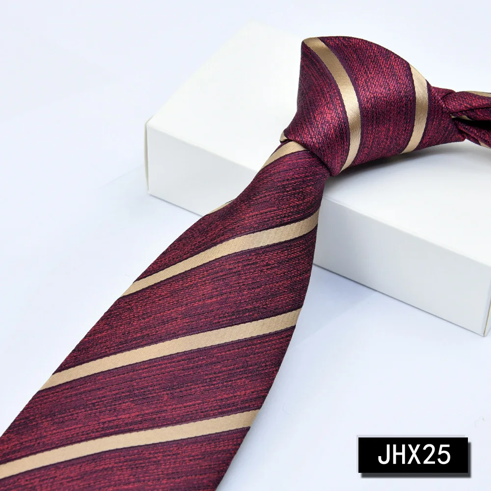burgundy tie Wine Red Gold Wide Diagonal Stripe Jacquard Men Necktie 8cm Width Champagne Gold Band Neck Tie Luxury