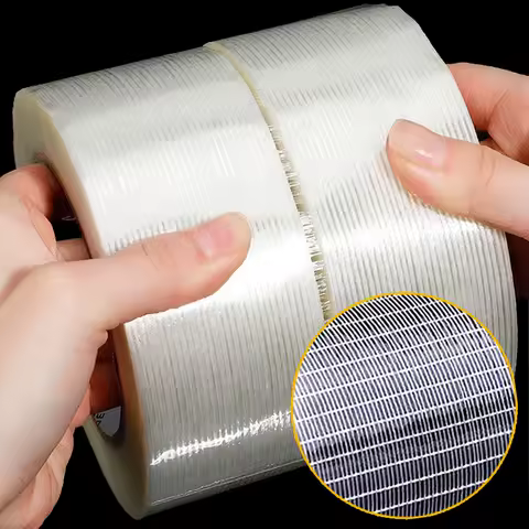 Transparent Mesh Glass Fiber Tape Strong Fixation High Viscosity Adhesive Tape Single-Sided Waterproof Wear-Resistant Grid Tapes