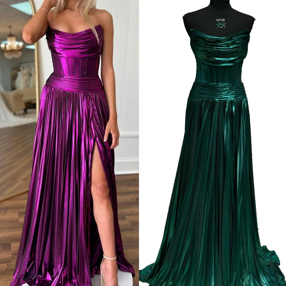 Grecian Goddess Prom Dress Metallic Draped Ruch Superwoman Winter Formal Evening Party Gown Special Occasion Pageant Gala Oscar