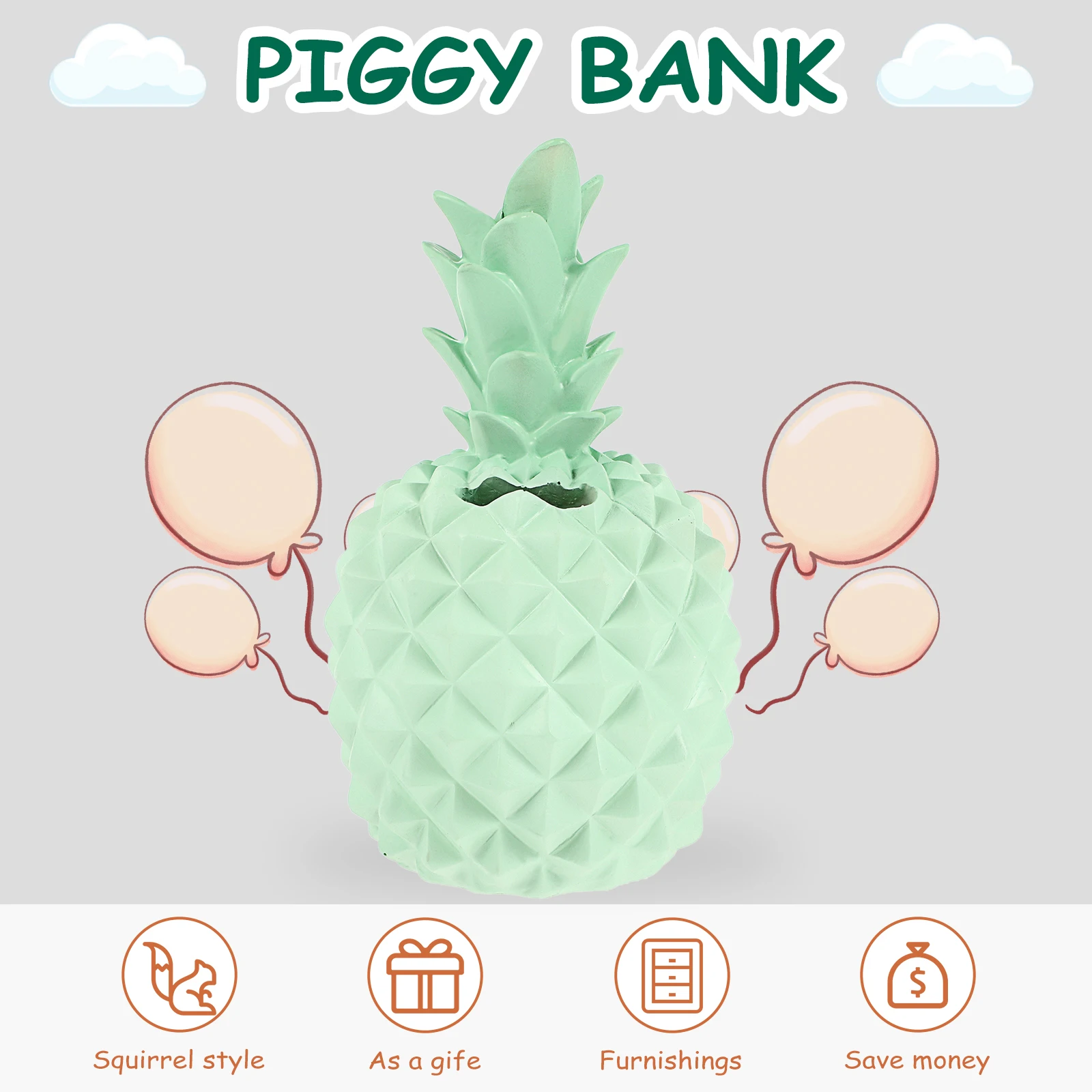 

Creative Pineapple Piggy Bank Made of Premium Resin Money Storage Pot for Desk Living Room Decor Small Change Organizer for