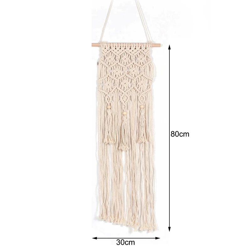 Macrame Wall Hanging Hand Knotted Art Macrame Tapestry with Tassel - Boho Wedding Home Backdrop