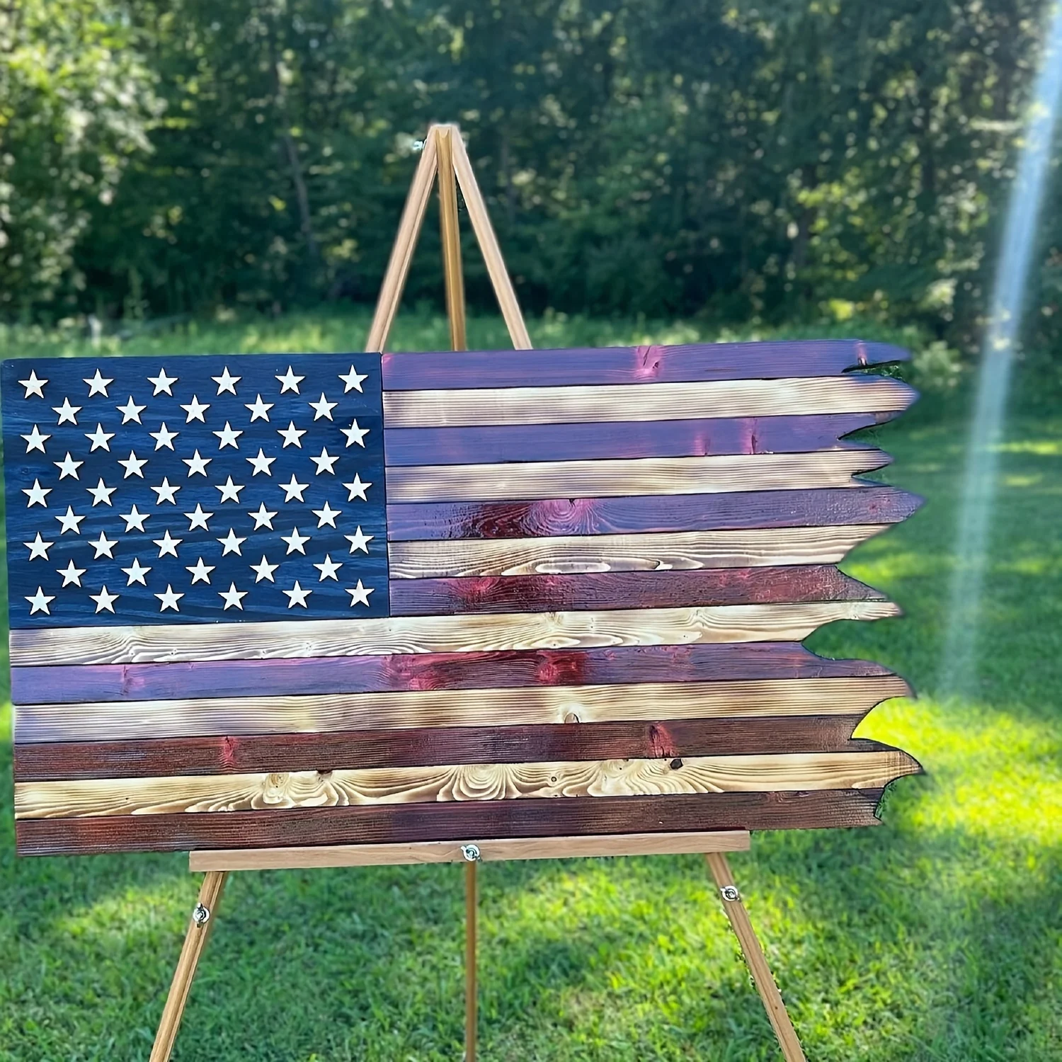 8*15inch American Wavy Flag - Wooden Independence Day Decoration for Home, Restaurant, Bar, Cafe and Garage christmars gifts