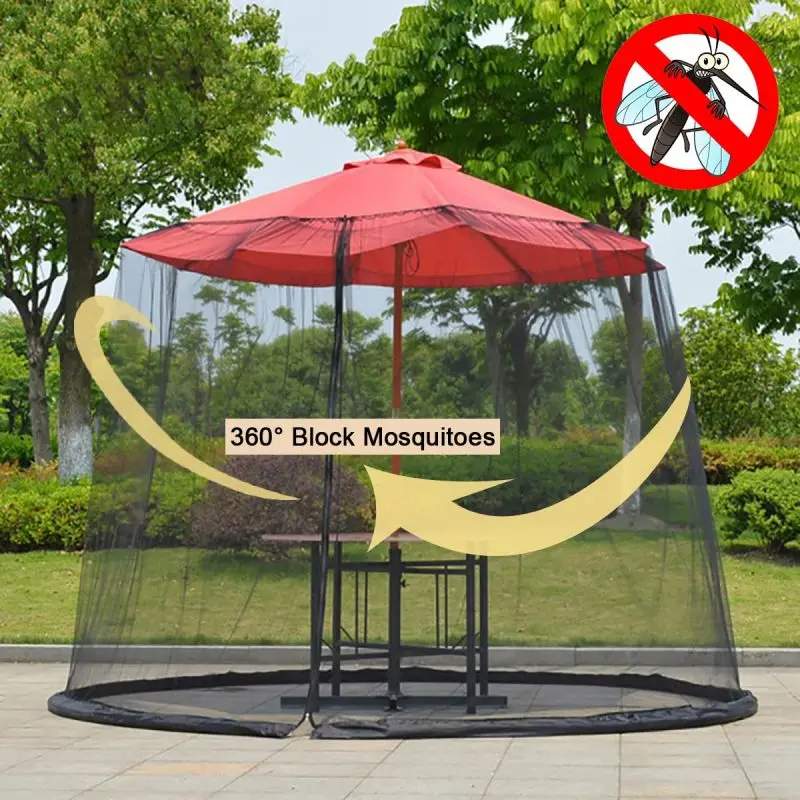 

Patio Umbrella Mosquito Net Umbrella Mosquito Netting For Outdoor Garden Adjustable Rope Polyester Sunshade Mosquito Net