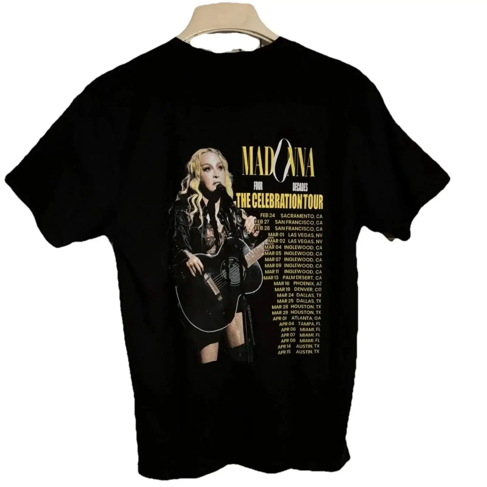Madonna Four Decades Celebration Tour T Shirt SZ M vintage Washed streetwear Slightly homme Stylish Stretched graphic