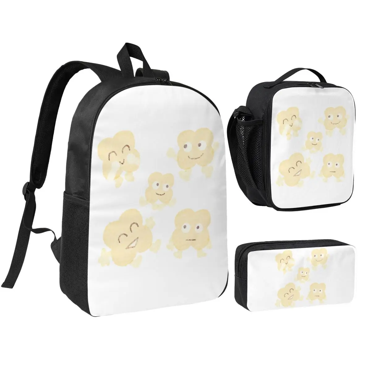 

X BFDI Backpack Student BookBag School Bag Shoulder Bags 3ps Insulated Lunch Bag Pencil Case