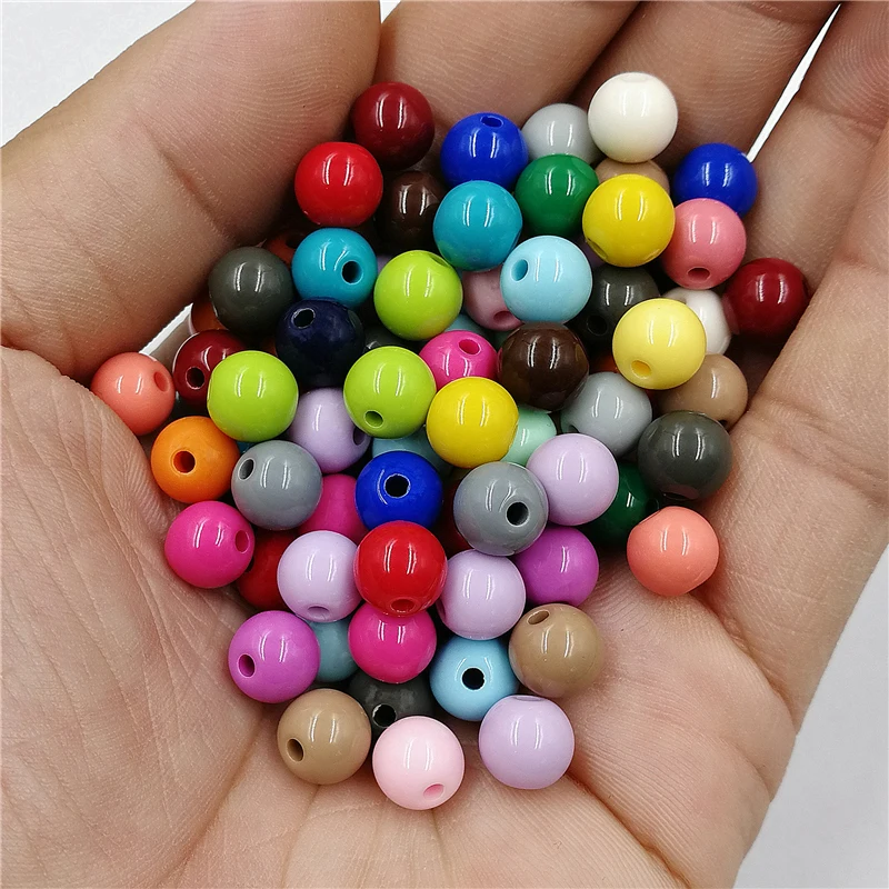 8mm/10mm Solid Color Round Loose Beads DIY Multicolor Opaque For Jewelry Making Wholesale