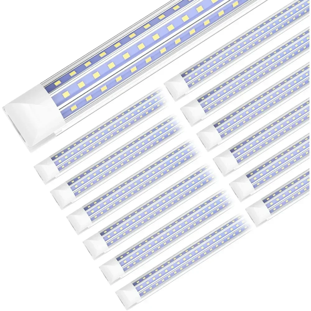 مصباح متجر LED 8FT، 90W 11700LM 6000K أبيض بارد، تركيبات إضاءة أنبوبية T8 LED قابلة للربط، على شكل D، أضواء متجر LED 8 أقدام