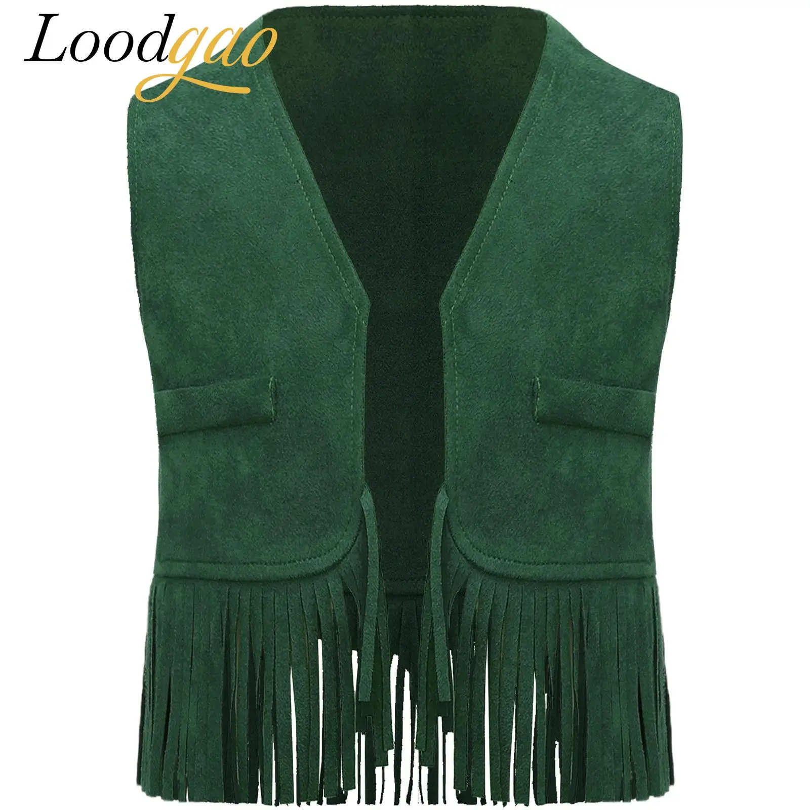 

Топы на бретелях в стиле вестерн для девочек-ковбой, ковбойские жилеты с бахромой для косплея, кардиган, жилет из искусственной замши с кисточками, костюм хиппи, жилеты для девочек-ковбоев