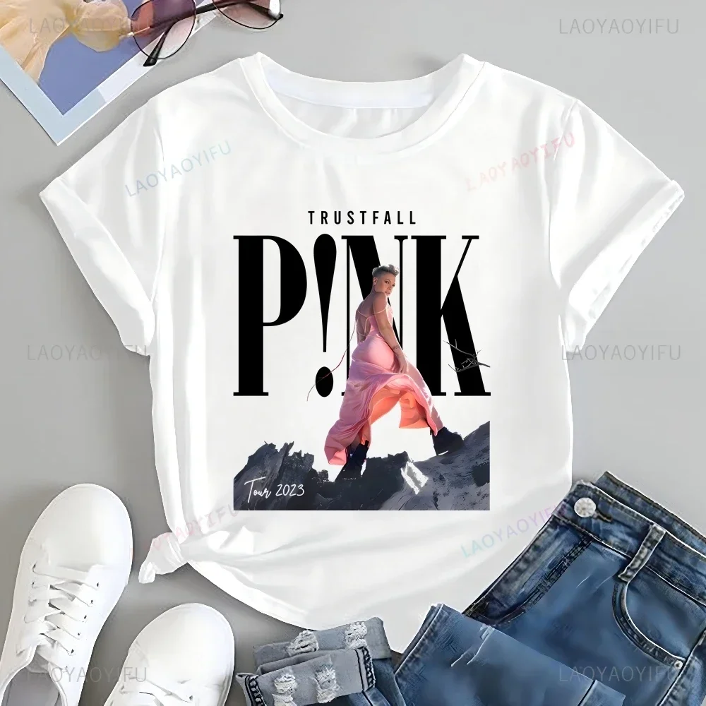 Alecia Beth Moore Vintage Singer Print T-shirt Top Neutral Trend Harajuku Short Sleeve Unisex Shirt Graphic Large T-shirt