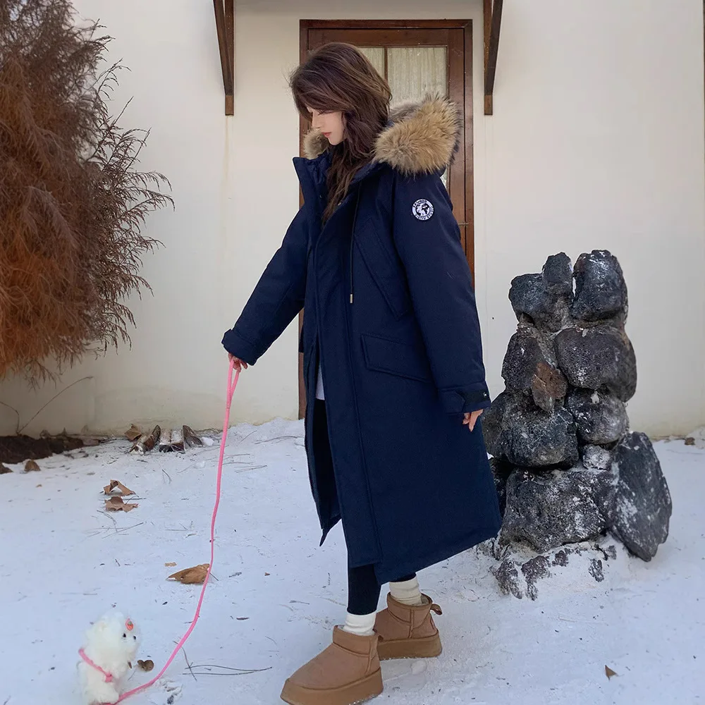 2025 겨울 신상품 스톰트루퍼 코트 면 재킷 루즈 다운 코튼 재킷 롱 크로스 니 빅 울 칼라 코튼 파이 오버컴스 우