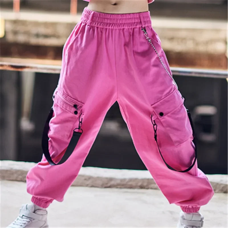 Kinder Jazz Dance Kostüme Weiß Langarm Lose Hosen Mädchen Hip Hop Performance Kleidung Street Dancewear Rave Kleidung