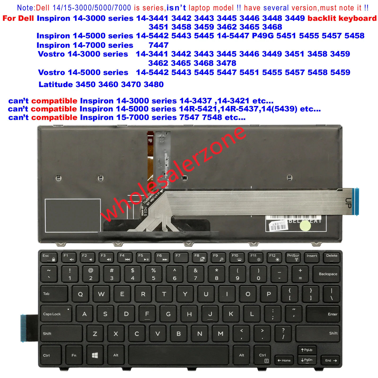 Teclado americano para laptop Dell Latitude 3450 3460 3470 3480 série V147125BS1 0NRC3Y PK1313P4A00 SG-63400-XUA PK1313P2B09 SN8233