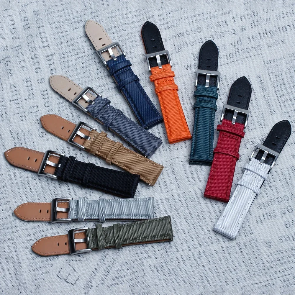 Nylon Leather Watch Strap for Seiko 22mm 20mm for Omega Belt for Casio Quick Release Watchband for Samsung Galaxy Watch 42/46mm