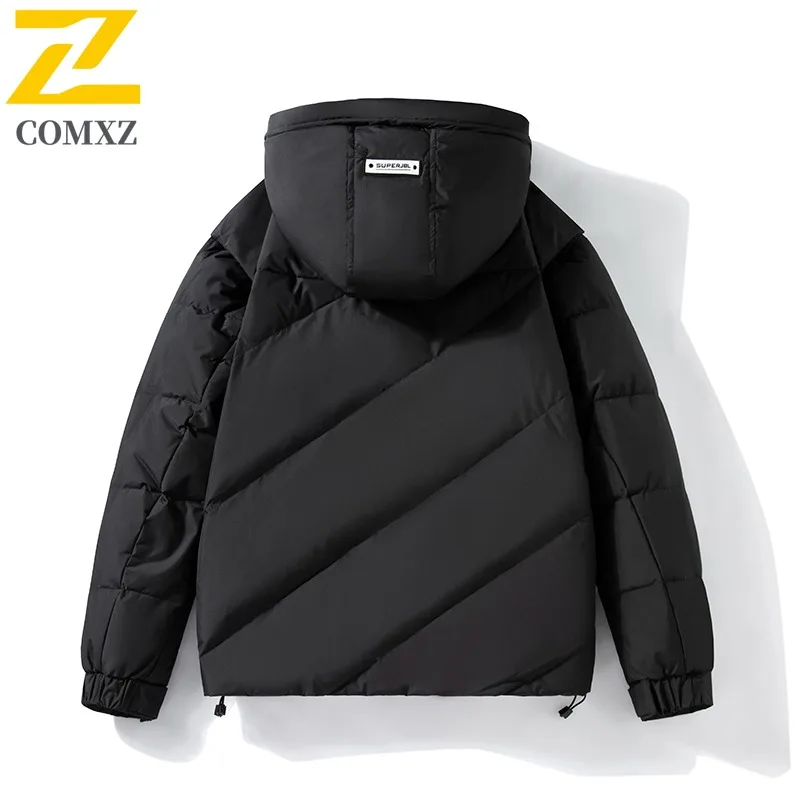 COMXZ Mens Puffer Coat Removable Vest Hood Outdoor Mountaineering Windproof Parka Hiking Travel Lightweight Autumn Winter Coat