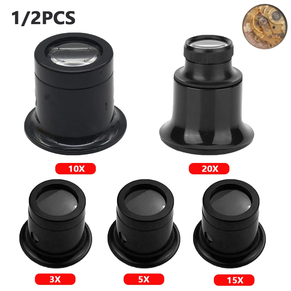 New 10X 20X 15X 5X 3X Portable Monocular Loupe Double Glass Magnifier Watch Magnifying Glass Loupe Lens for Jewelry Repair Tools