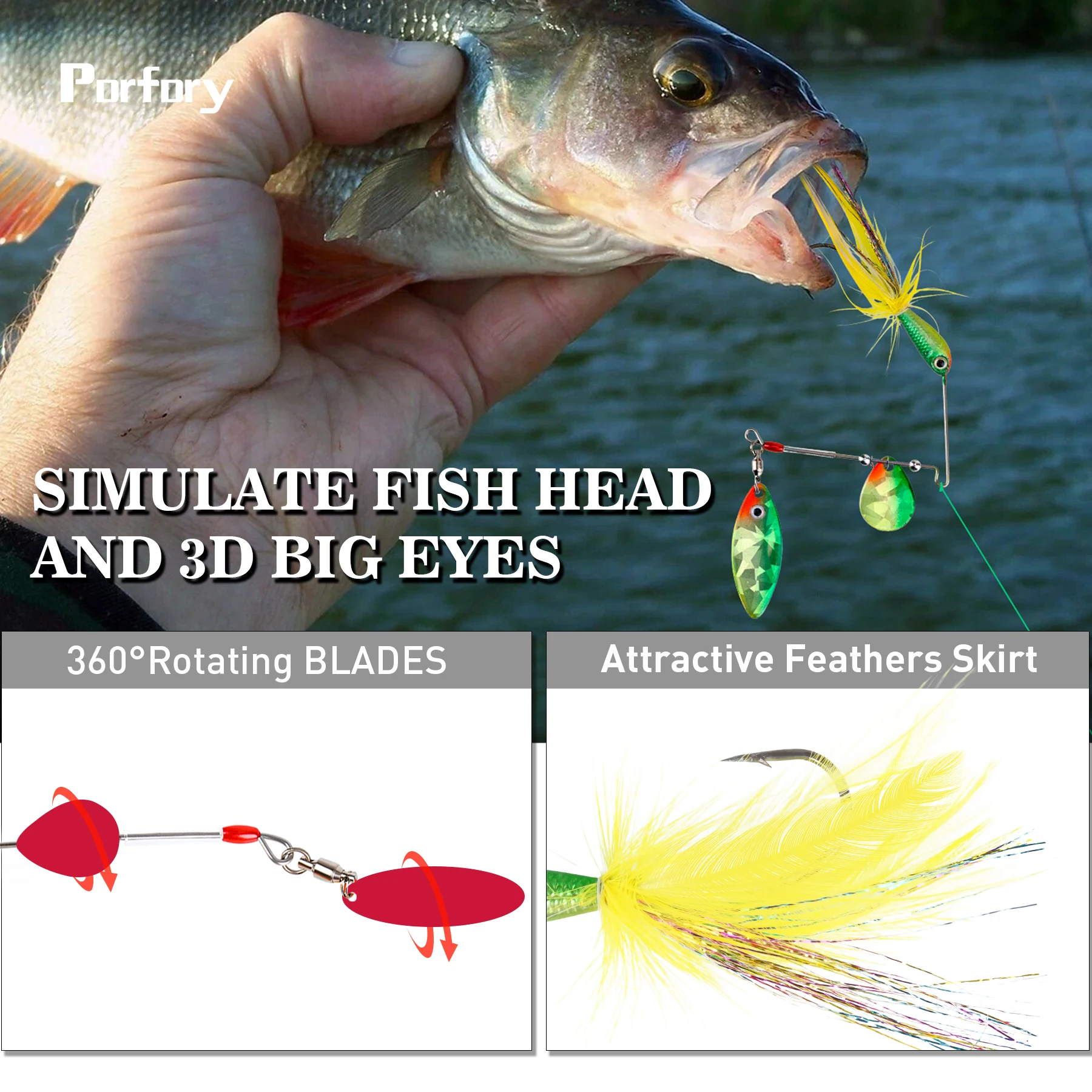 Porfory KB01 Fishing Lure 1PCS 10.5G Chatter Bait Spinner Bait Weedless Buzzbait Wobbler Chatterbait For Bass Pike Walleye Fish