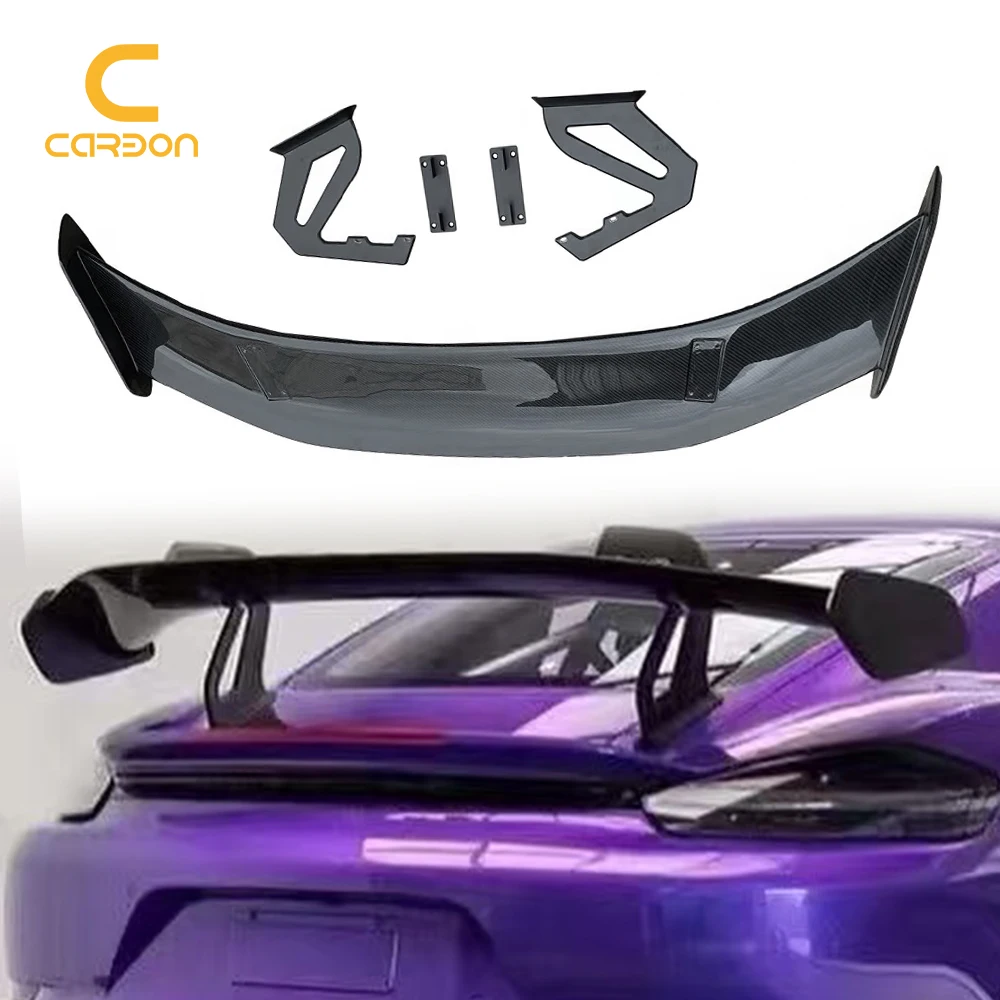 For Porsche 718 Rear Wing Accessories Real Carbon Fiber Car Rear Trunk Spoiler GT4 Spoiler Body Kit GTR