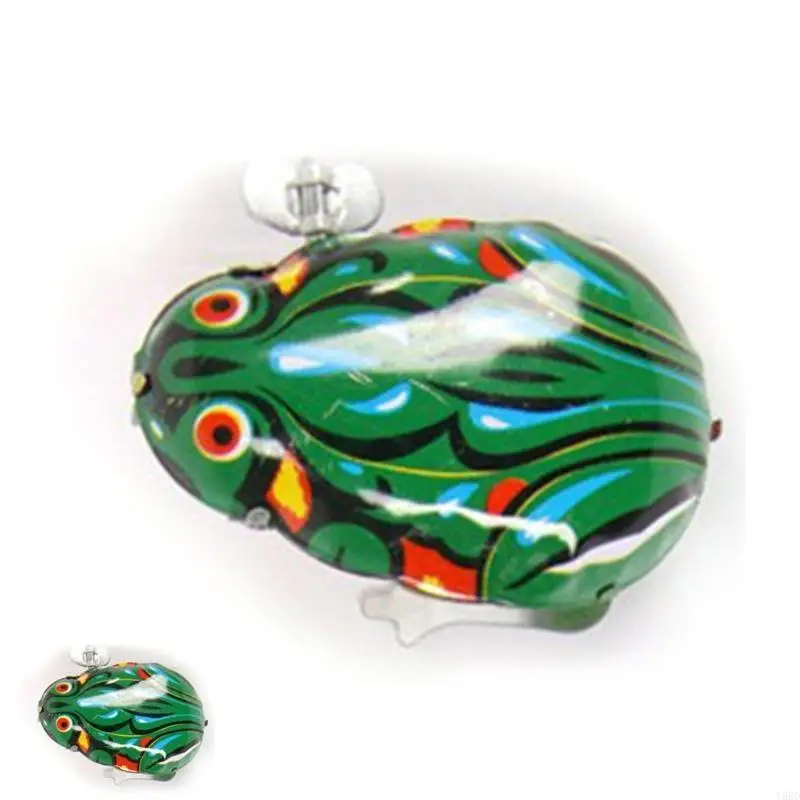 Metal clockwork jumping frog rooster mouse clockwork toy children fun game retro