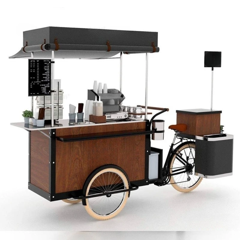 Catering Tea Drinks Braised Vegetable Cart Night Market Stall Ice Powder Stainless Steel Panel Food Cart Outdoor