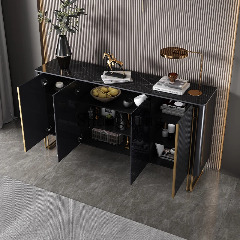 FGgood-looking modern entrance solid wood simple rock slab dining side cabinet entry door living room storage decorative cabinet