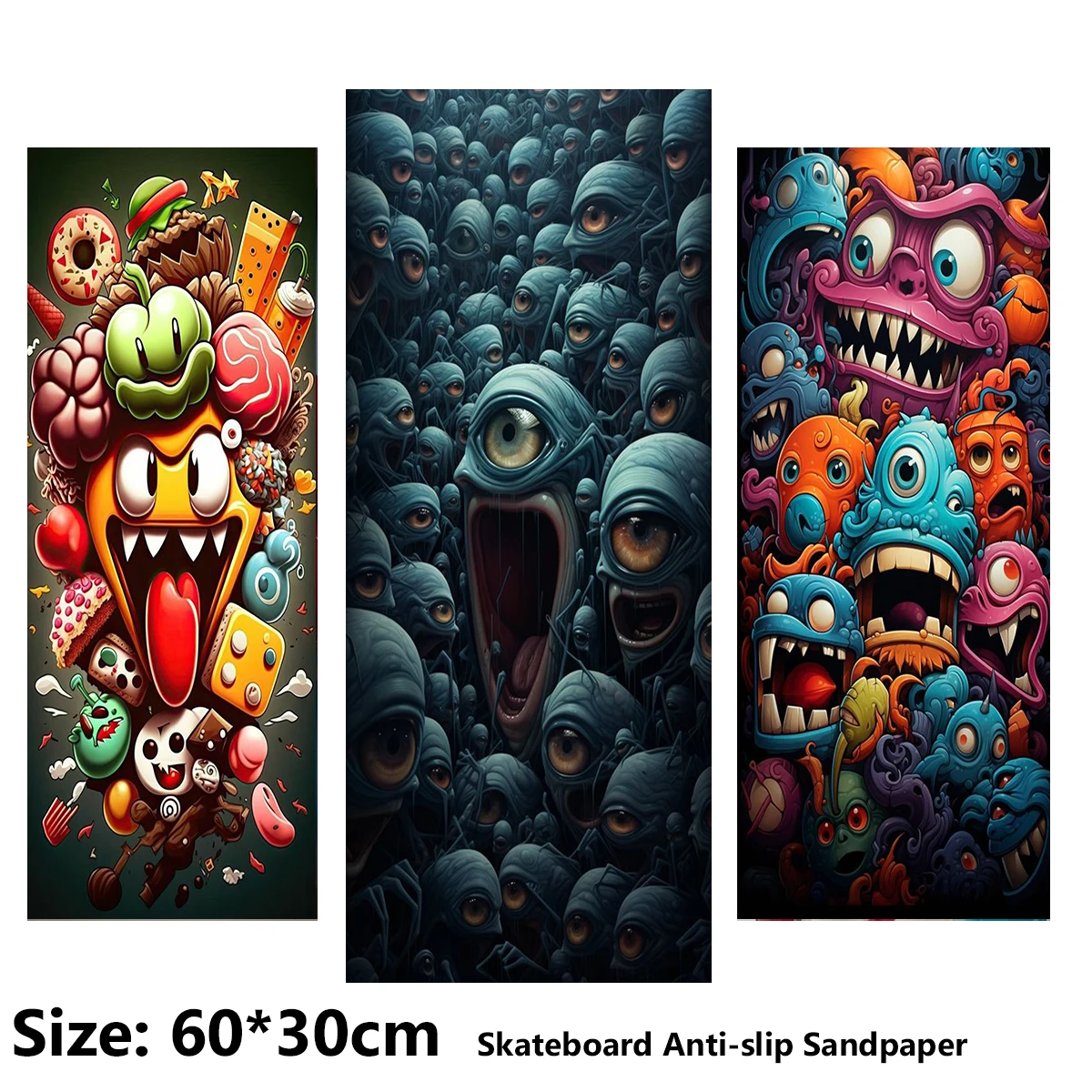 

Funny Big Mouth Pattern Electric Scooter Anti-slip Sticker Sandpaper Skateboard Grip Tape Sheet 60*30cm