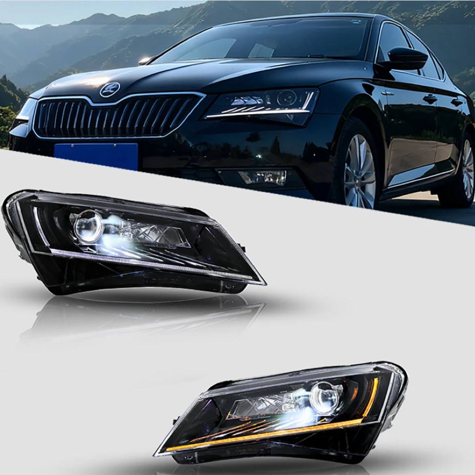 

Suitable for 2016-2018 Skoda Superb headlight assembly, upgraded high-spec LED lens with daytime running lights