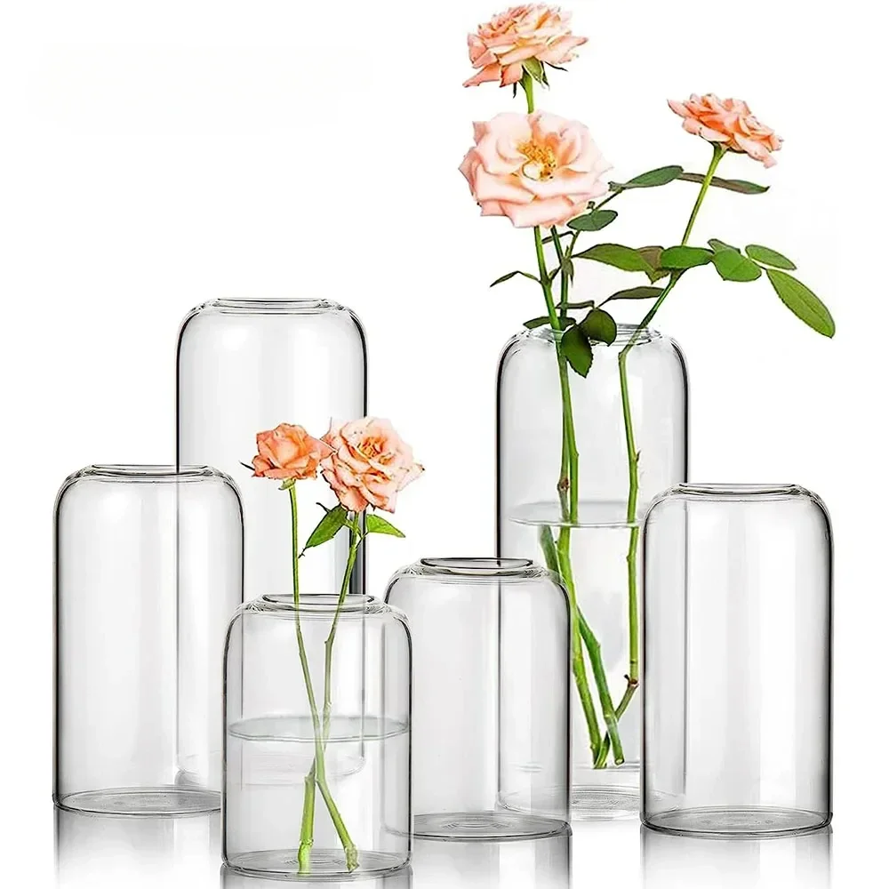 3 Teile/satz Klare Kleine Blumenvasen Handgefertigte Moderne Dekorative Knospenvasen für Blumen, Hochzeitsdekoration, Esstischdekoration