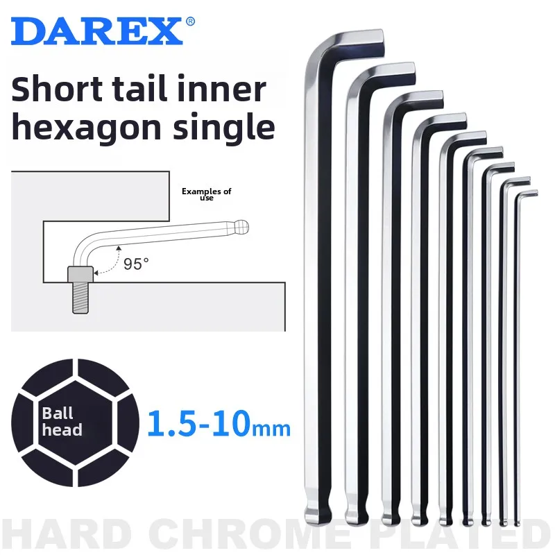 DAREX Metric Ball End Short Tail Hex Key Set 7/9 Piece Short Arm Extended High - Quality Hex Wrenches for Various Tasks