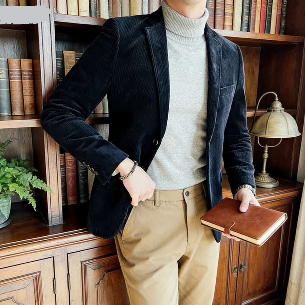 

Мужской повседневный приталенный пиджак на одной пуговице Xale Lapela, уникальное жаккардовое пальто, грудной стиль для модных нарядов