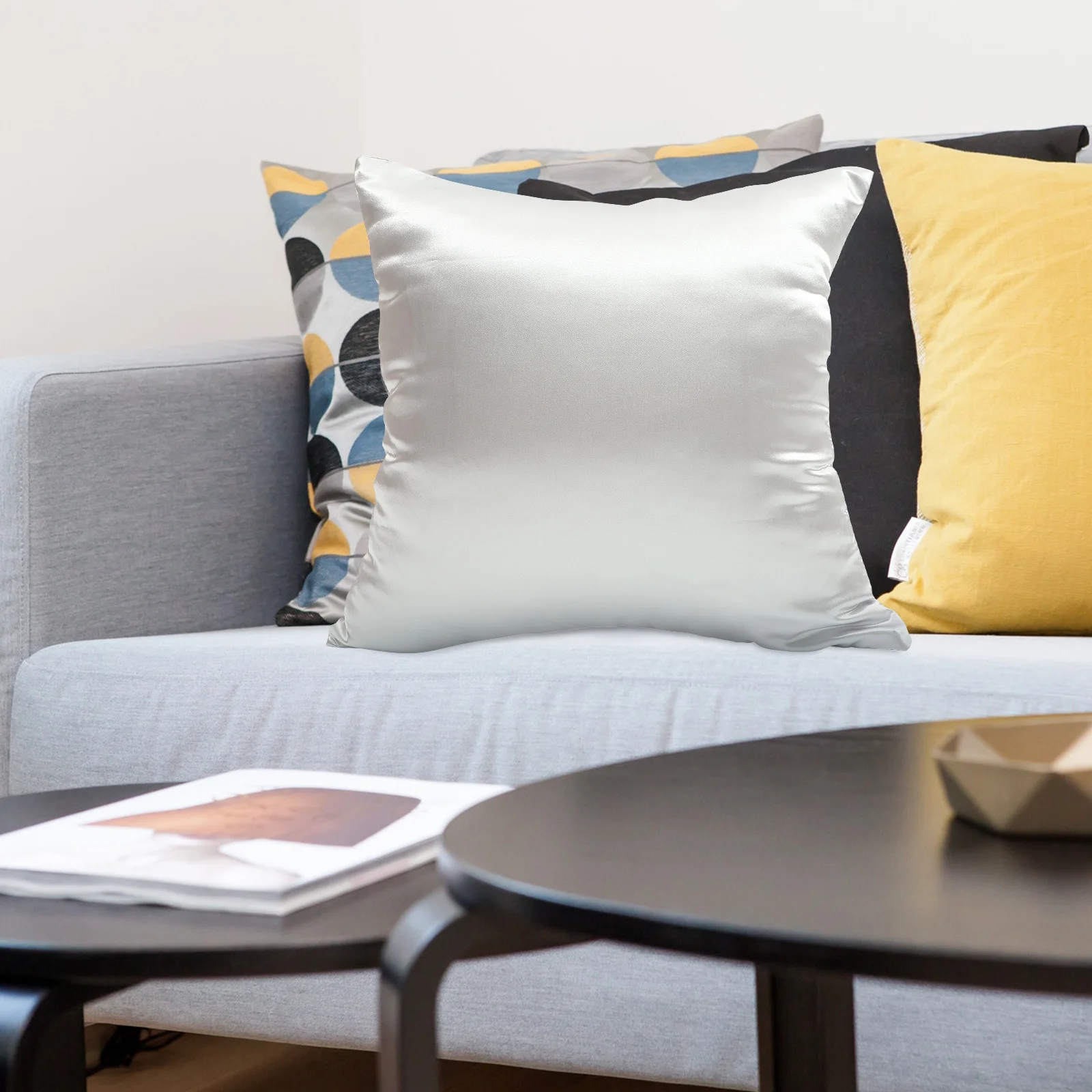 

2Pcs Square Pillowslip Satin Cushion Covers for Sofa Bed Car Decor Elegant Shiny Fabric Comfortable Skin Friendly Protector Case