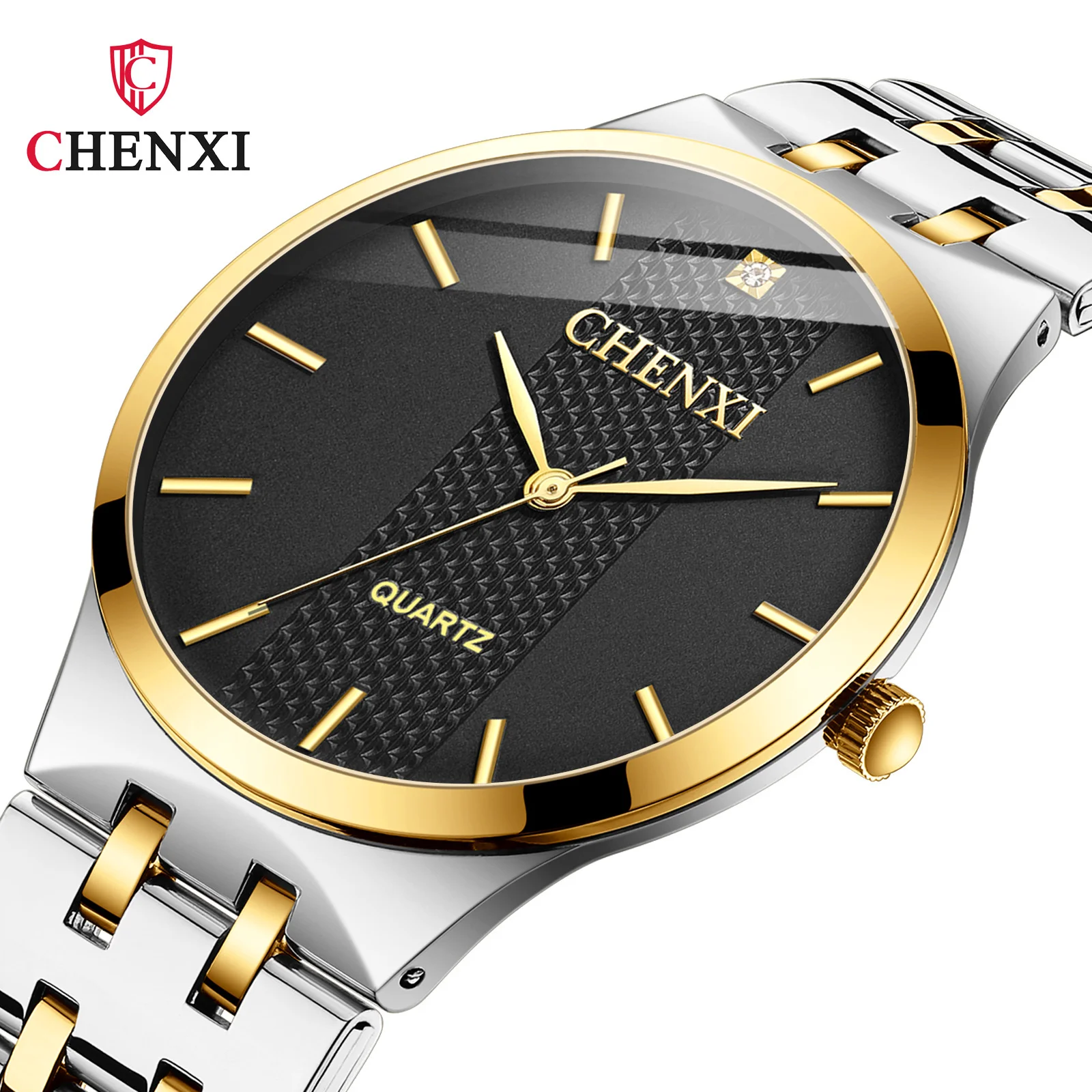 CHENXI-Reloj de pulsera de cuarzo para hombre y mujer, cronógrafo de acero, resistente al agua, estilo de negocios, regalo, 055B