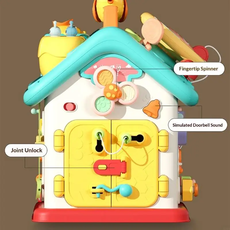 Bezpieczny plastik ABS 6-stronny ruchliwy dom zabawka z muzyką odgłosy zwierząt promowanie umiejętności słuchowych wczesna nauka