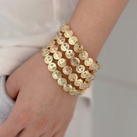 2025 Gold Color New Fashion Happy Face Girls Bracelet Cubic Zirconia Beads Golden  Women Men Gifts Jewelry Access