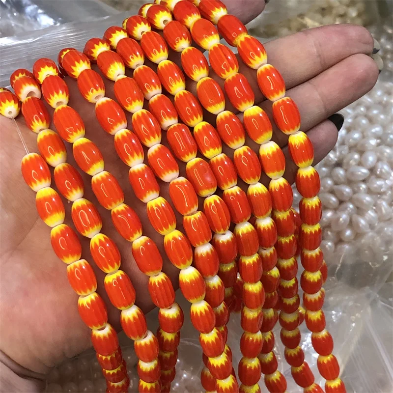 12x8mm Nepal Style Colorful Lampwork Beads Oval Shape Bead Diy Loose Beads for Jewelry Making Handmade Bracelet Accessorie1Strip