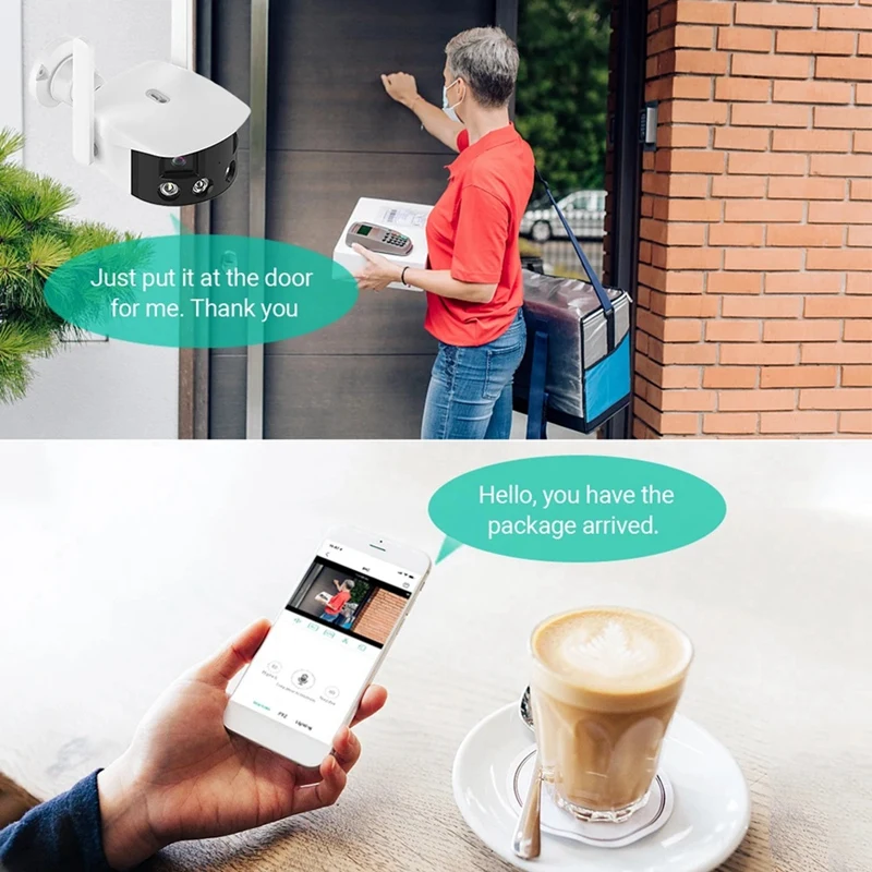 4MP 2K HD Camera Panorama Large Screen Surveillance Dual Vision Splicing Ultra Wide Angle 180° Full Color Camera