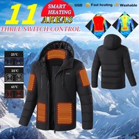 Eiao USB Heated Jacket for Men 4 Zone Smart Electric Heating Coat Winter Camping Hiking Hooded Parka Warm Windproof Tops